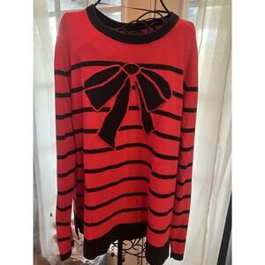 Crown And Ivy 100% Cotton Red And Blue Bow Sweater Size Women’s XL